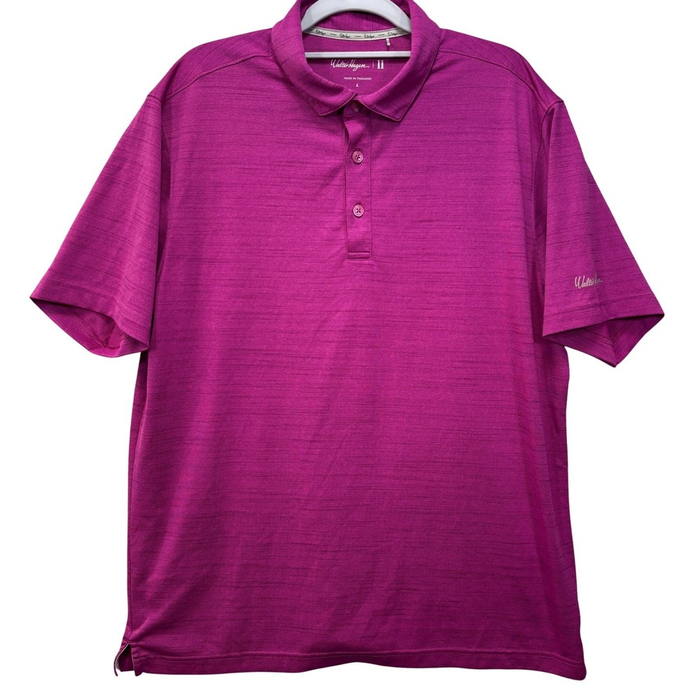 Walter Hagen Golf Polo Mens L Purple Space Dye Performance Short Sleeve Shirt